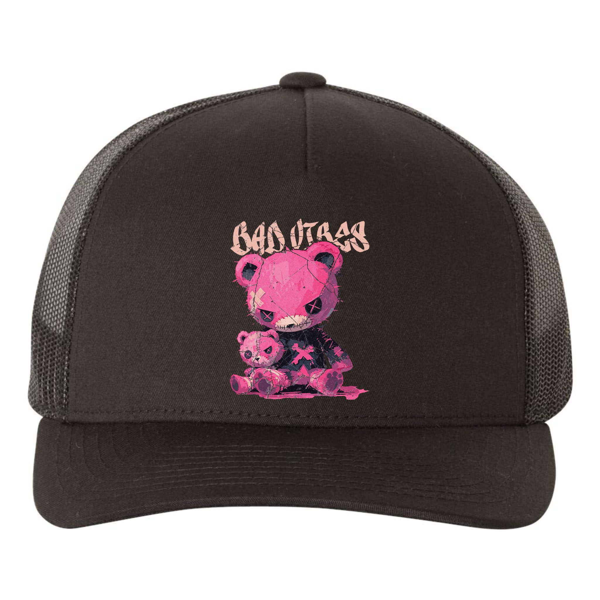 Stitched Plush Bear Cute Gothic Yupoong Adult 5-Panel Trucker Hat