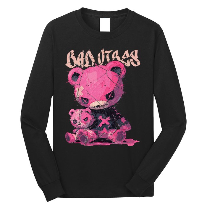 Stitched Plush Bear Cute Gothic Long Sleeve Shirt