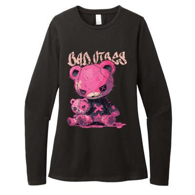 Stitched Plush Bear Cute Gothic Womens CVC Long Sleeve Shirt