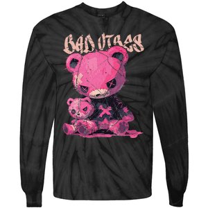 Stitched Plush Bear Cute Gothic Tie-Dye Long Sleeve Shirt