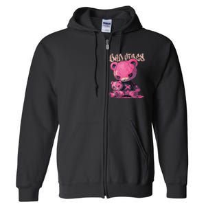 Stitched Plush Bear Cute Gothic Full Zip Hoodie