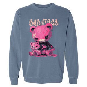 Stitched Plush Bear Cute Gothic Garment-Dyed Sweatshirt