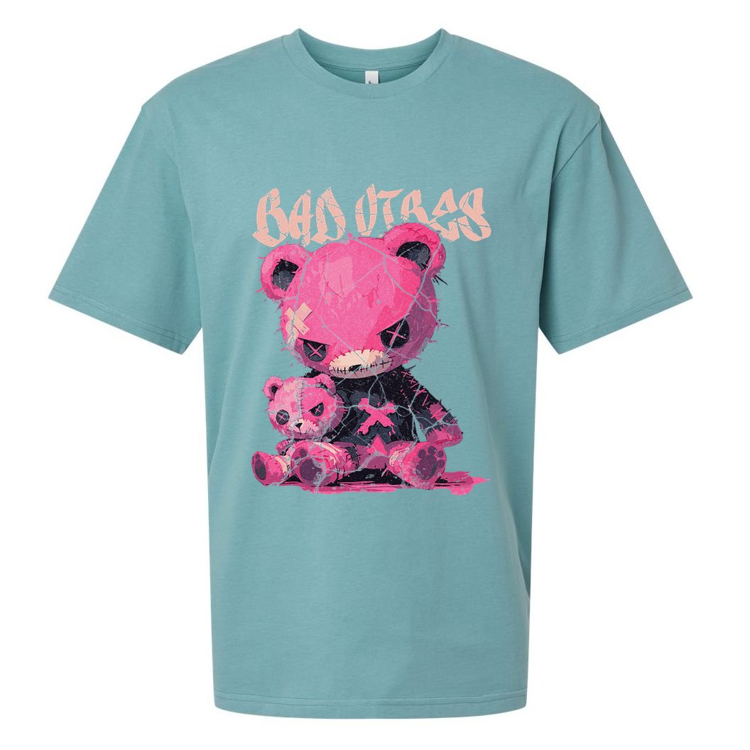 Stitched Plush Bear Cute Gothic Sueded Cloud Jersey T-Shirt