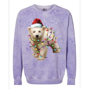 Santa Polar Bear Christmas Bear Lover Gift Colorblast Crewneck Sweatshirt