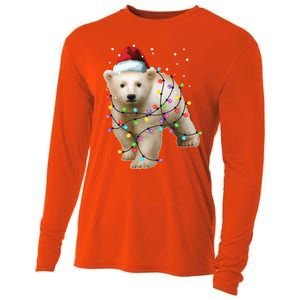 Santa Polar Bear Christmas Bear Lover Gift Cooling Performance Long Sleeve Crew