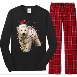 Santa Polar Bear Christmas Bear Lover Gift Long Sleeve Pajama Set