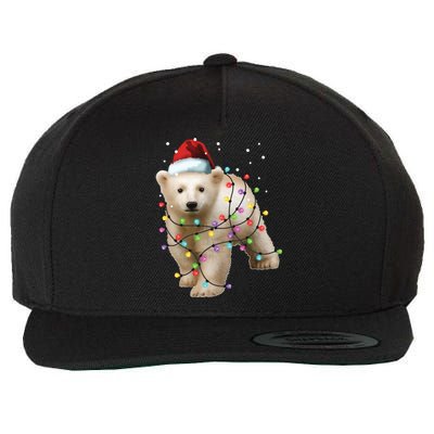 Santa Polar Bear Christmas Bear Lover Gift Wool Snapback Cap