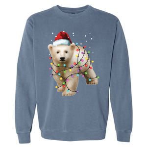 Santa Polar Bear Christmas Bear Lover Gift Garment-Dyed Sweatshirt