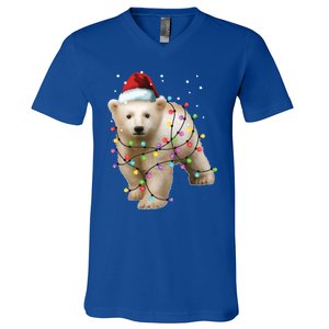 Santa Polar Bear Christmas Bear Lover Gift V-Neck T-Shirt