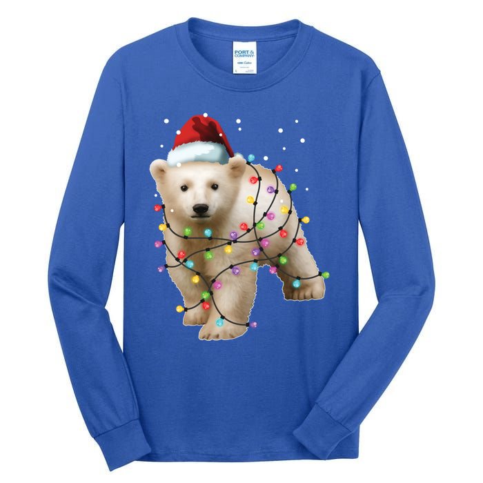 Santa Polar Bear Christmas Bear Lover Gift Tall Long Sleeve T-Shirt