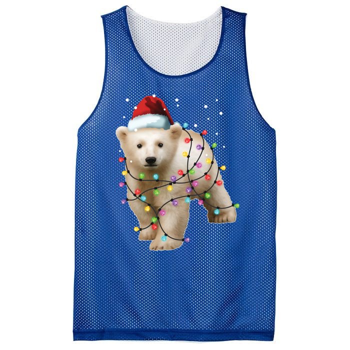 Santa Polar Bear Christmas Bear Lover Gift Mesh Reversible Basketball Jersey Tank