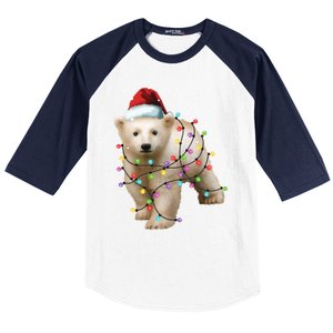 Santa Polar Bear Christmas Bear Lover Gift Baseball Sleeve Shirt