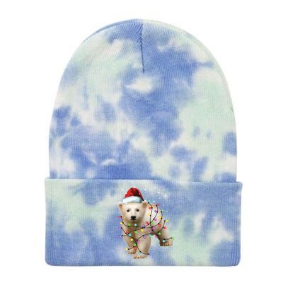 Santa Polar Bear Christmas Bear Lover Gift Tie Dye 12in Knit Beanie