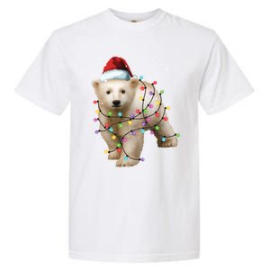 Santa Polar Bear Christmas Bear Lover Gift Garment-Dyed Heavyweight T-Shirt