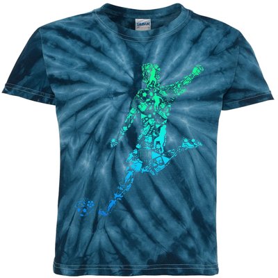 Soccer Player Boy Kids Tie-Dye T-Shirt