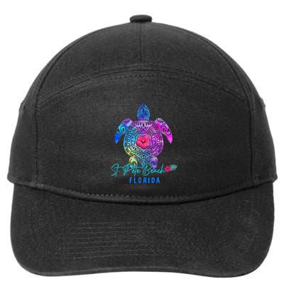 St. Pete Beach Florida Tie Dye Sea Turtle Vacation 2024 7-Panel Snapback Hat