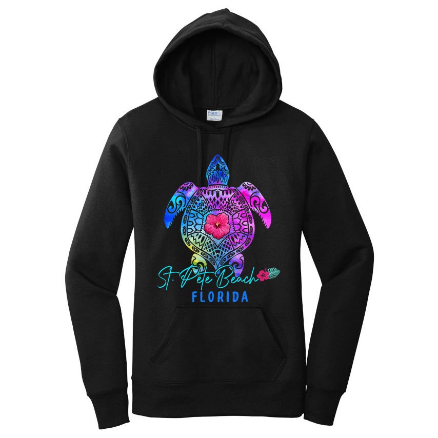 St. Pete Beach Florida Tie Dye Sea Turtle Vacation 2024 Women's Pullover Hoodie