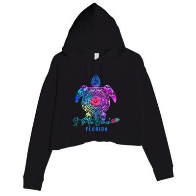 St. Pete Beach Florida Tie Dye Sea Turtle Vacation 2024 Crop Fleece Hoodie