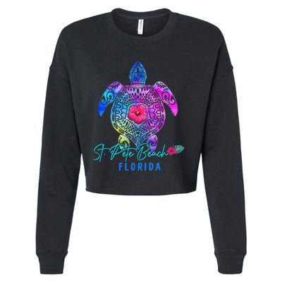 St. Pete Beach Florida Tie Dye Sea Turtle Vacation 2024 Cropped Pullover Crew