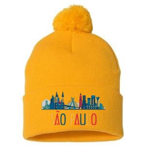 Sao Paulo Brazil Skyline Brazil Souvenir Gift Pom Pom 12in Knit Beanie