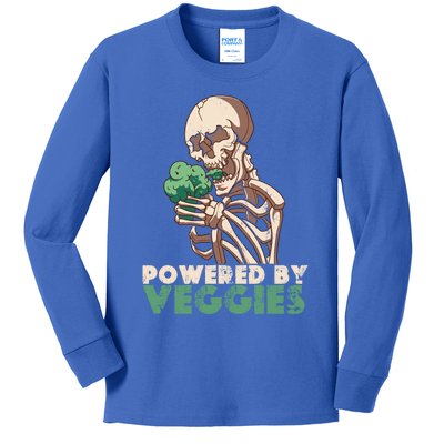 Skeleton Powered By Veggies Vegetarian Lover Cool Gift Kids Long Sleeve Shirt