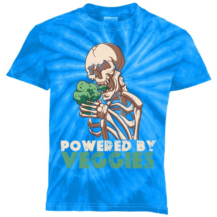 Skeleton Powered By Veggies Vegetarian Lover Cool Gift Kids Tie-Dye T-Shirt