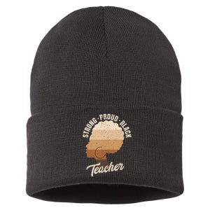 Strong Proud Black Teacher Black History Sustainable Knit Beanie