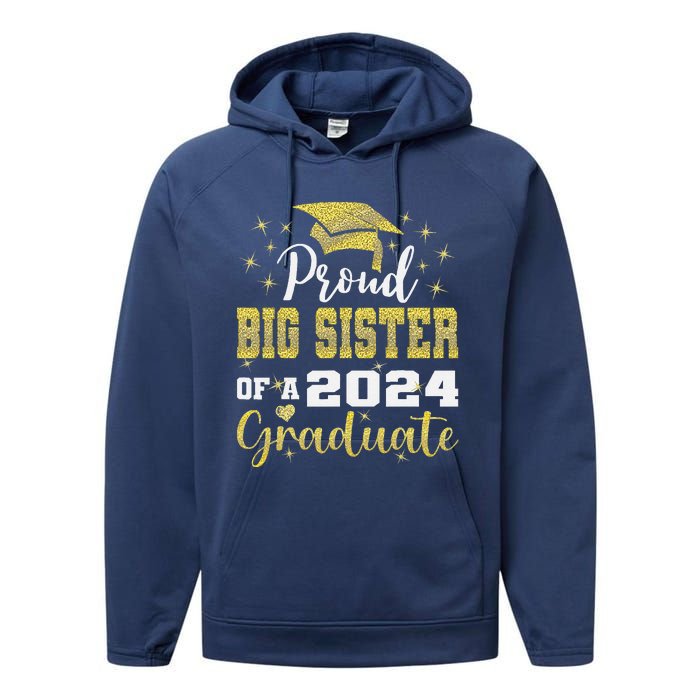 Super Proud Big Sister 2024 Graduate Awesome Family College Performance Fleece Hoodie