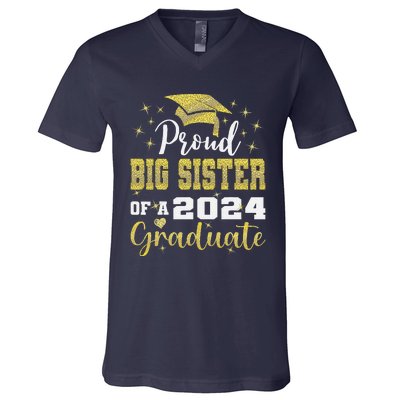 Super Proud Big Sister 2024 Graduate Awesome Family College V-Neck T-Shirt