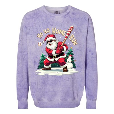 Santa Playing Baseball Ho Ho Home Run Baseball Christmas Cute Gift Colorblast Crewneck Sweatshirt