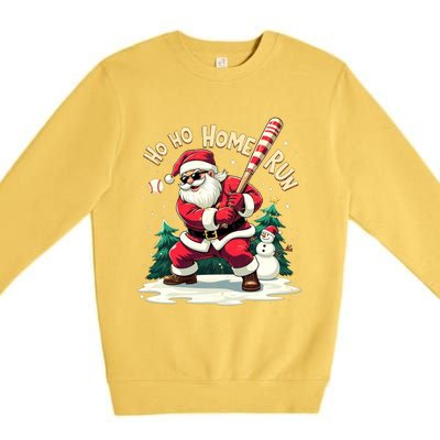 Santa Playing Baseball Ho Ho Home Run Baseball Christmas Cute Gift Premium Crewneck Sweatshirt