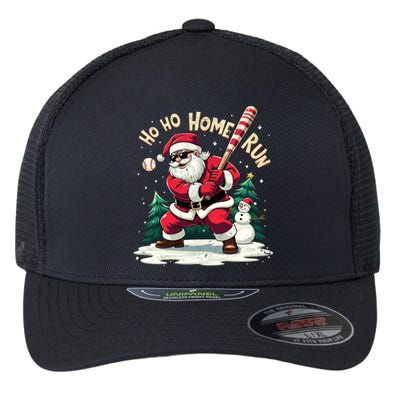 Santa Playing Baseball Ho Ho Home Run Baseball Christmas Cute Gift Flexfit Unipanel Trucker Cap