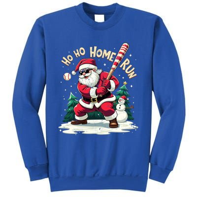 Santa Playing Baseball Ho Ho Home Run Baseball Christmas Cute Gift Sweatshirt