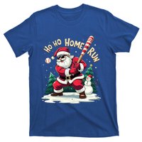 Santa Playing Baseball Ho Ho Home Run Baseball Christmas Cute Gift T-Shirt