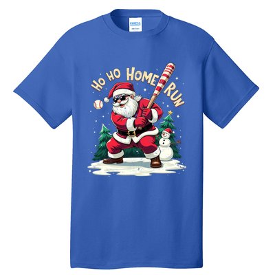 Santa Playing Baseball Ho Ho Home Run Baseball Christmas Cute Gift Tall T-Shirt