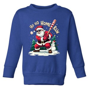 Santa Playing Baseball Ho Ho Home Run Baseball Christmas Cute Gift Toddler Sweatshirt