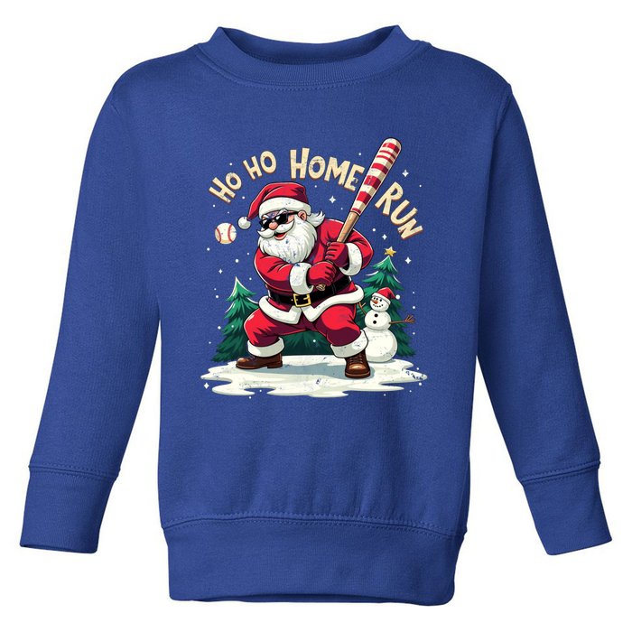 Santa Playing Baseball Ho Ho Home Run Baseball Christmas Cute Gift Toddler Sweatshirt