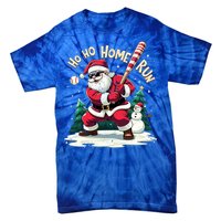 Santa Playing Baseball Ho Ho Home Run Baseball Christmas Cute Gift Tie-Dye T-Shirt