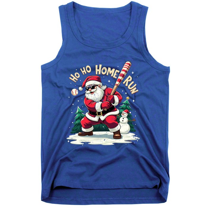 Santa Playing Baseball Ho Ho Home Run Baseball Christmas Cute Gift Tank Top