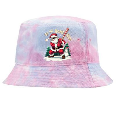 Santa Playing Baseball Ho Ho Home Run Baseball Christmas Cute Gift Tie-Dyed Bucket Hat