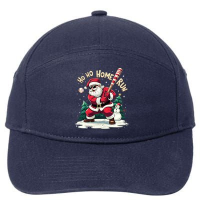 Santa Playing Baseball Ho Ho Home Run Baseball Christmas Cute Gift 7-Panel Snapback Hat