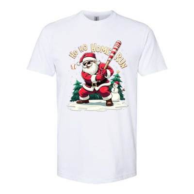 Santa Playing Baseball Ho Ho Home Run Baseball Christmas Cute Gift Softstyle CVC T-Shirt