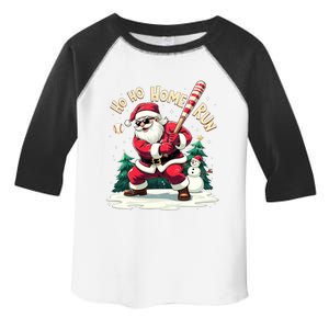 Santa Playing Baseball Ho Ho Home Run Baseball Christmas Cute Gift Toddler Fine Jersey T-Shirt