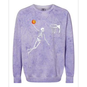 Skeleton Playing Basketball Halloween Costume Boy Kids Colorblast Crewneck Sweatshirt