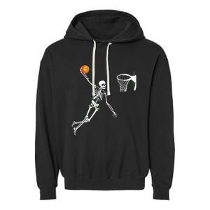 Skeleton Playing Basketball Halloween Costume Boy Kids Garment-Dyed Fleece Hoodie