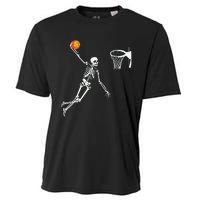 Skeleton Playing Basketball Halloween Costume Boy Kids Cooling Performance Crew T-Shirt