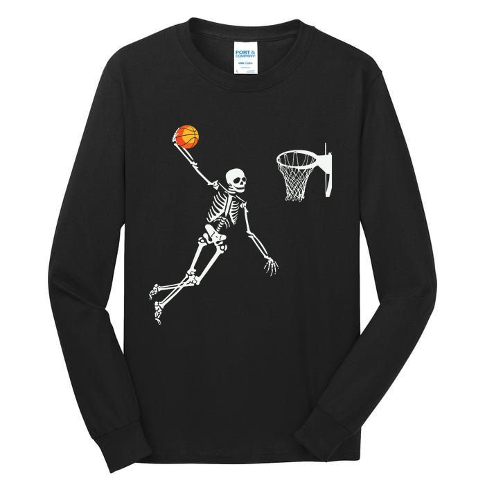 Skeleton Playing Basketball Halloween Costume Boy Kids Tall Long Sleeve T-Shirt