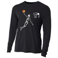 Skeleton Playing Basketball Halloween Costume Boy Kids Cooling Performance Long Sleeve Crew