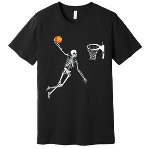 Skeleton Playing Basketball Halloween Costume Boy Kids Premium T-Shirt