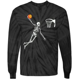 Skeleton Playing Basketball Halloween Costume Boy Kids Tie-Dye Long Sleeve Shirt